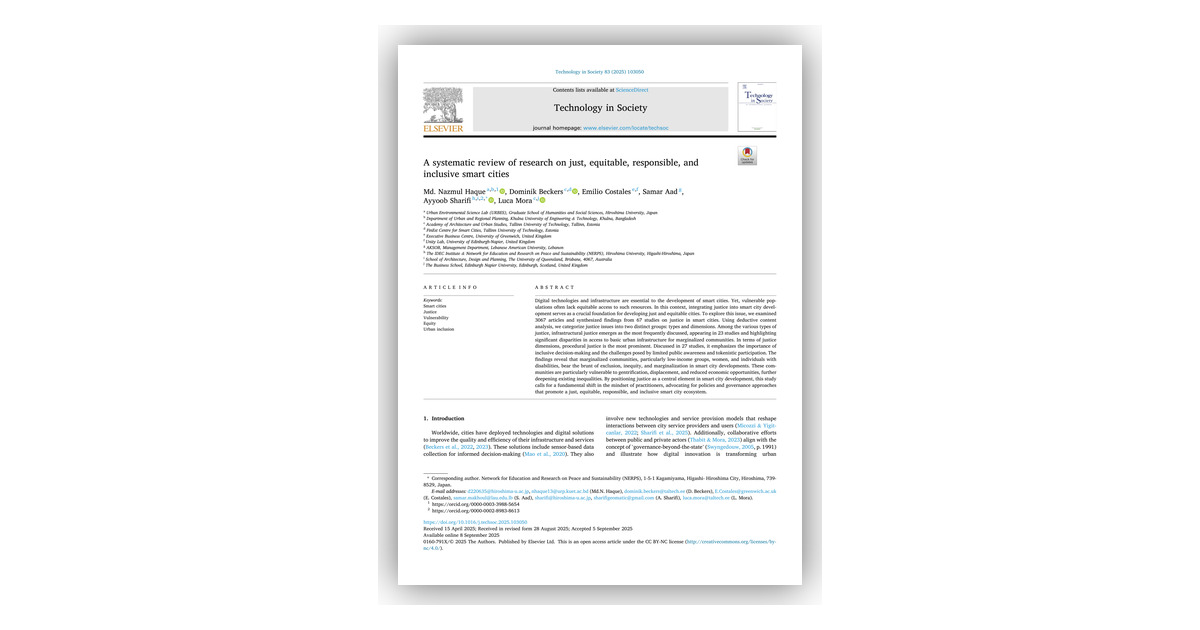 A systematic review of research on just, equitable, responsible, and inclusive smart cities. Technology in Society, 103050.